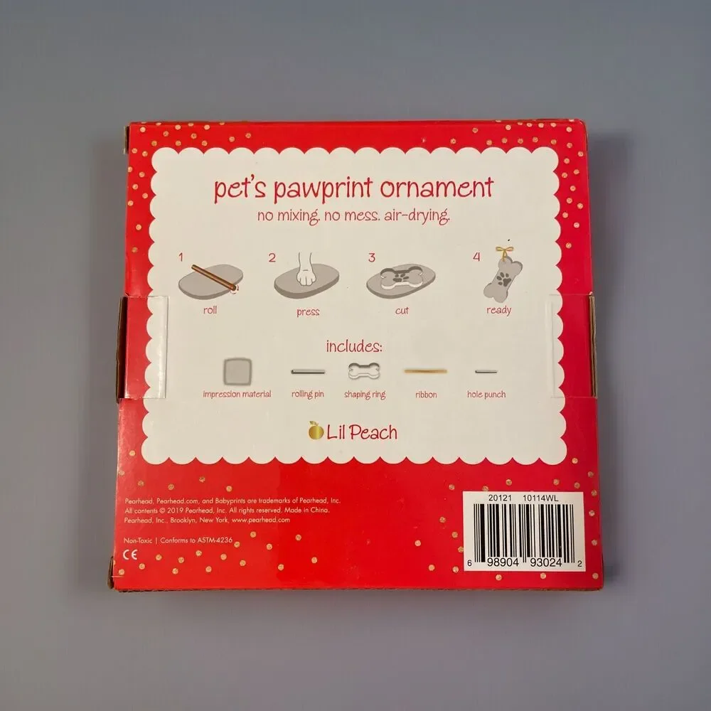 Pearhead Lil Peach DIY Pet Pawprints Ornament For Cats Dogs NIB Complete Kit
